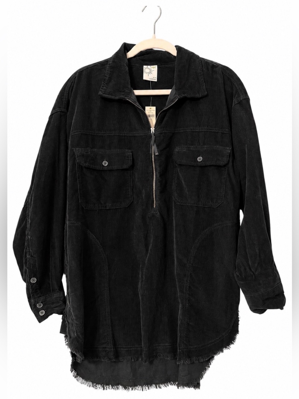 Aerie 🖤 OFFLINE Black Corduroy Quarter Zip Tunic Shacket NWT - Picture 3 of 7